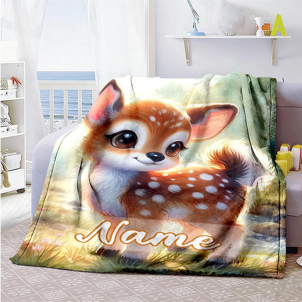 Deer Calf Customize Text Blanket Multi-purpose Personalized Blanket Soft & Cozy Throw For Living Room Couch Livingroom Bedding for All Occasions