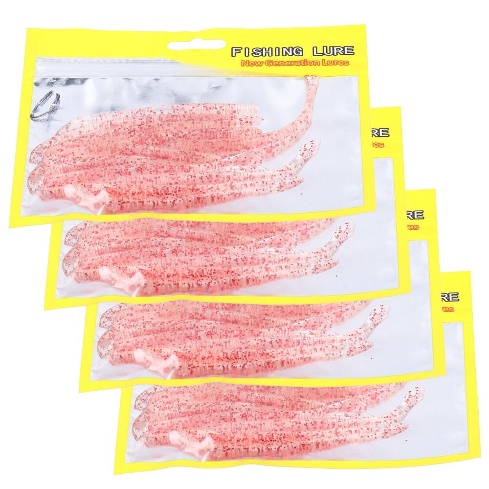 40PCS Soft Simulation Fishing Lure 10cm Fishing Bait Earthworm Bait  Freshwater Fishing