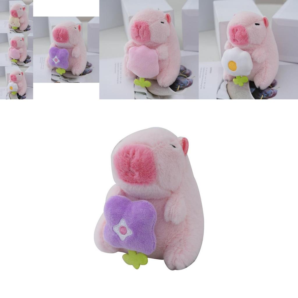 Cute Novelty Capybara Keychain Soft Pp Cotton Stuffed Animal Plush Doll