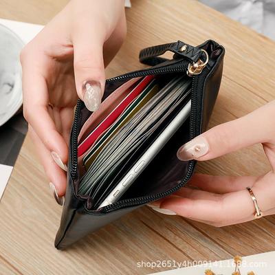 Women's Large Capacity Leather Wristlet Clutch - Multifunctional Portable Fashion Storage with Zipper