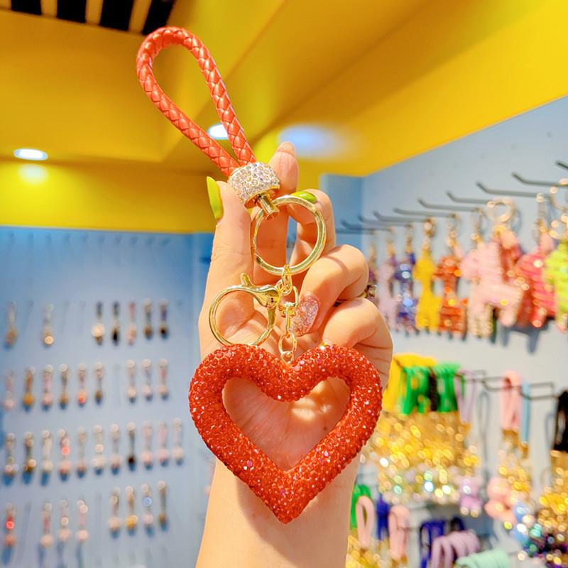 Heart Shaped Keychain With Czech Rhinestones For Gift And Decoration