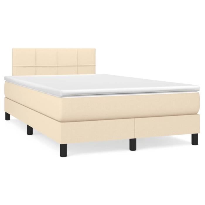3140046 vidaXL Divan Bed with Mattress Cream 120x200 Cm Fabric.