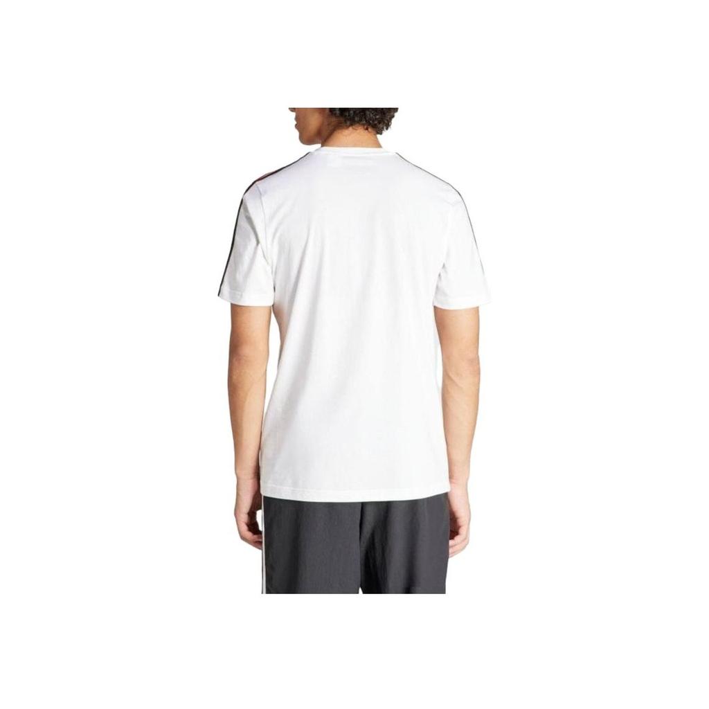 Adidas Logo Print Three-Stripe Crew Neck Short Sleeve T-Shirt Men Tops White IU2082