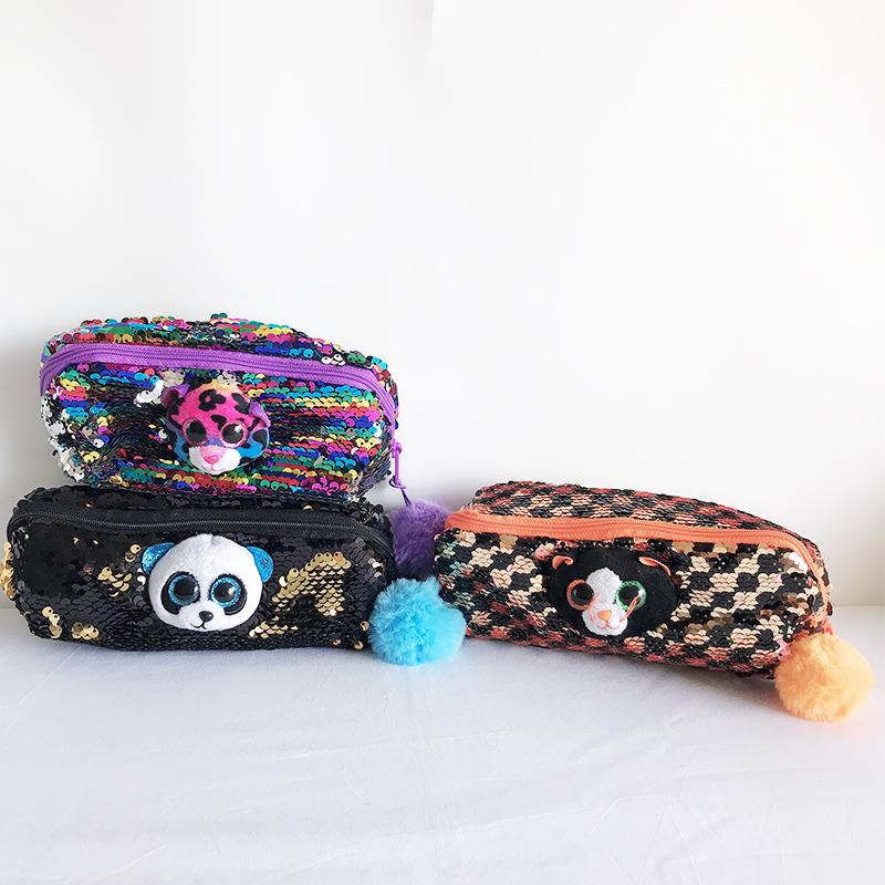 20cm Flippables Cekiny Modny Piórnik Etui Duże Oczy Urocza Lalka Zwierzęca Jednorożec Leopard Panda Kot Szkoła Leniwiec Prezenty