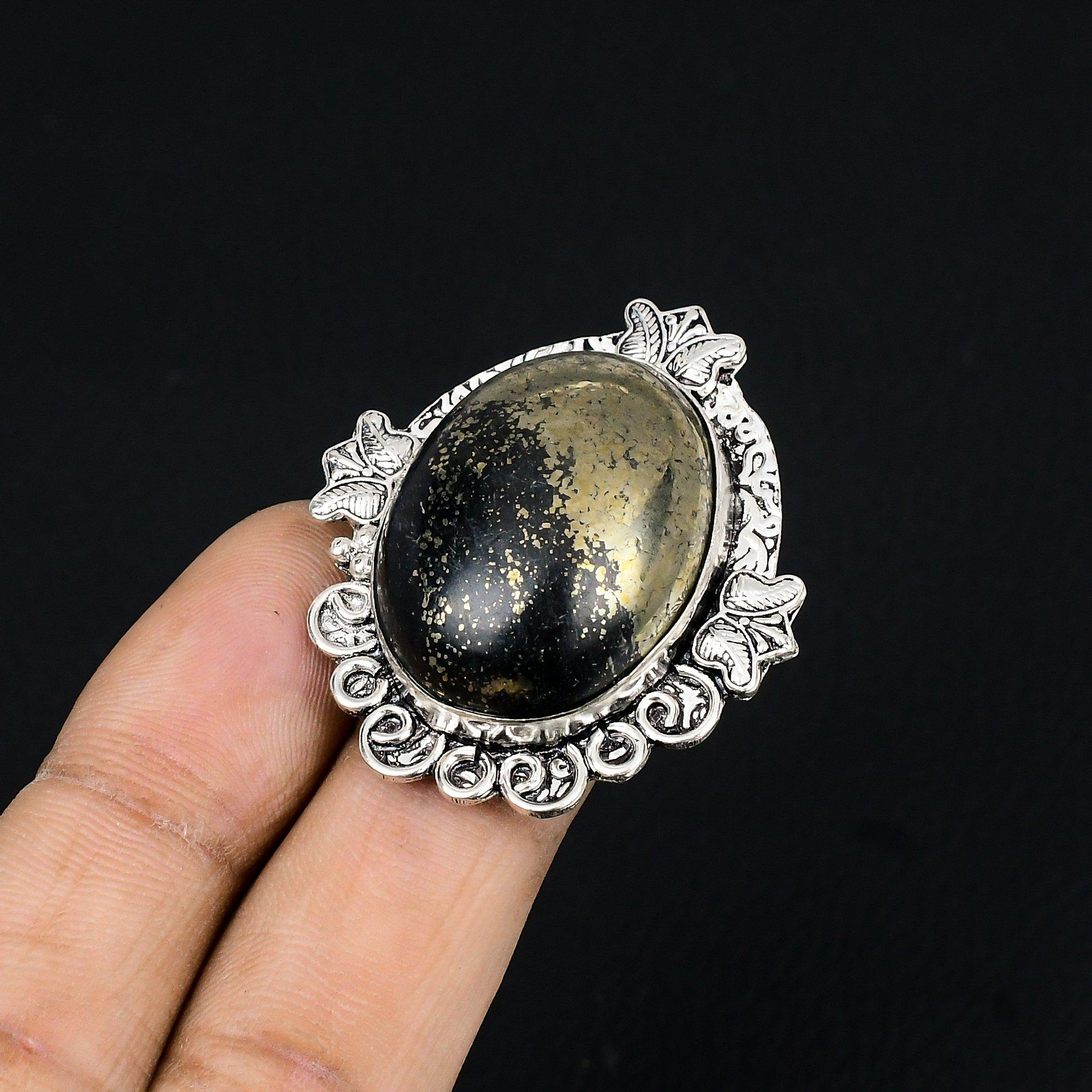 Friendship Day Sale Pyrite Stone Daughter Promise Ring Size 8.5 Sterling Silver 8.5