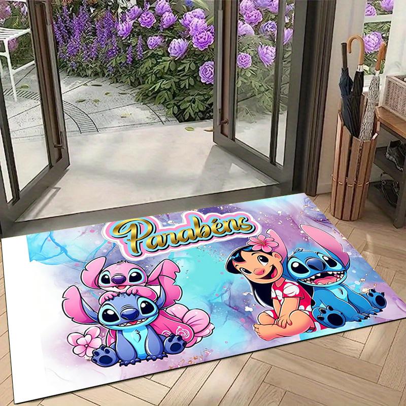 1pc Stitch Cartoon Carpet, 100% Polyester, Non-slip, Machine Washable, Waterproof, Outdoor Yard and Garden Decor, Home and Bedroom Decorative