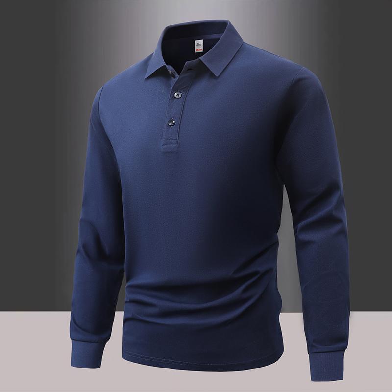 Autumn Men'S Polo Shirts Casual Long Sleeve Men'S Solid Color Business Shirts Fashion Spring Streetwear Polo Collar T Shirt Men