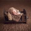 Newborn Wooden Photography Prop Brown Small Bed with Retro Style Ideal for Baby Hundred Day Shooting & Commemorative Photo Props