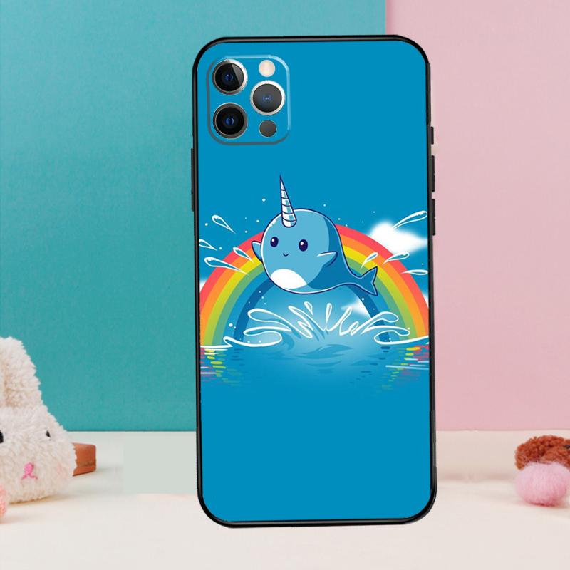 Cute Sea Narwhal Quotes Phone Case For iPhone 17 Air 16 15 14 13 12 11 Pro Max 12 13 Mini 15 16 Plus 16e Cover Coque