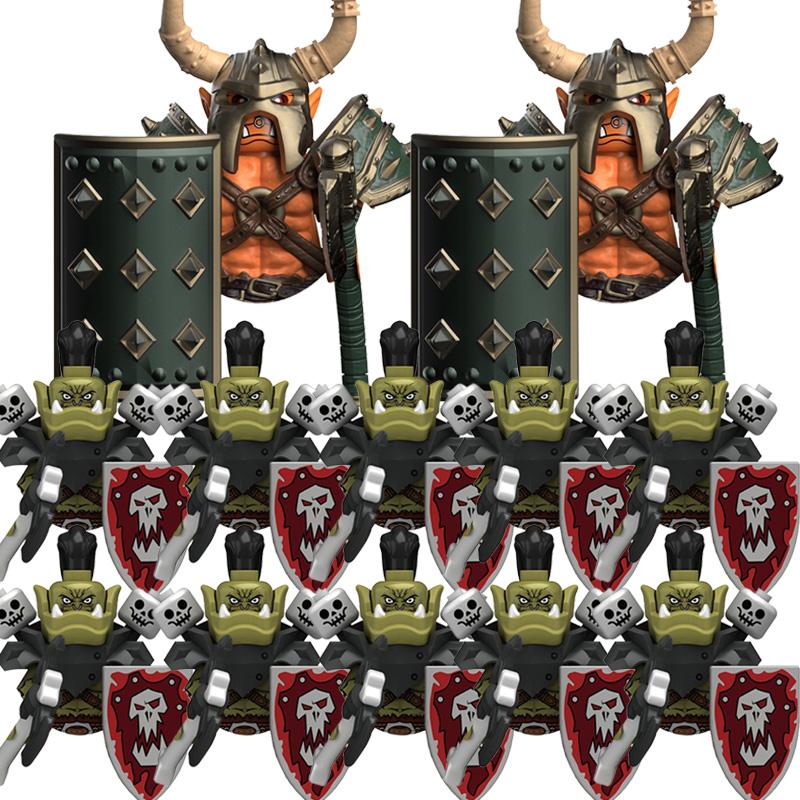 Kinder Bausteine Spielzeug mittelalterliche Ork Serie Kombinationsset Mini Soldat Krieger Modell Kinder Geburtstagsgeschenke