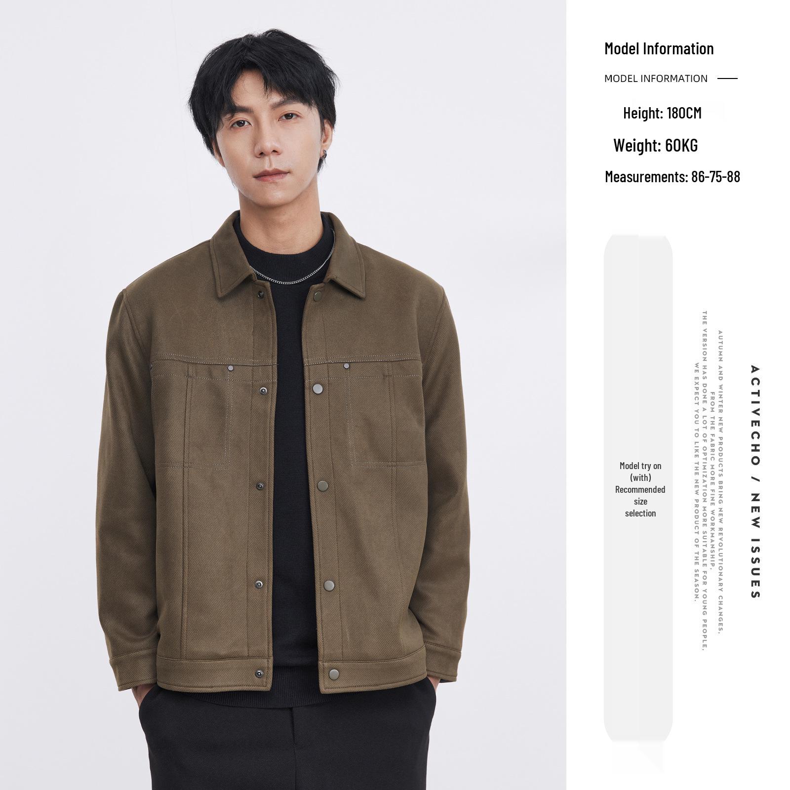 

Also Stop Men s Suede Lapel Jacket - Autumn/Winter Plus Velvet Thickened Workwear XXXL