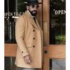British Navy Style Woolen Coat - Autumn/Winter Mid-Length Men's Long-Sleeve, High-Quality Version
