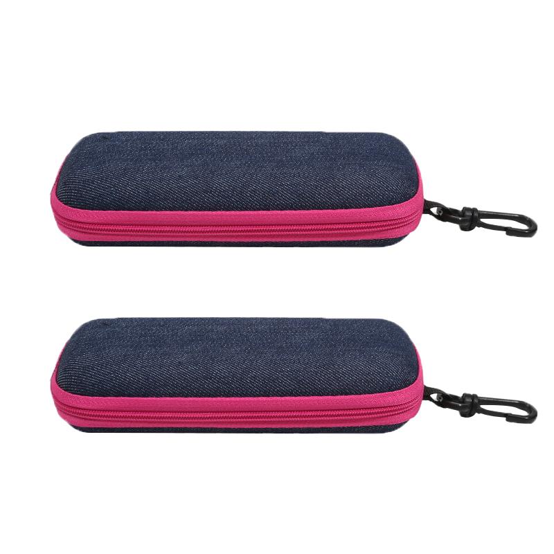 1-2pc Portable Glasses Box Zipper Sunglasses Protection Container Eyeglasses Case With Hook Reading Glasses Organizer Carry Bags