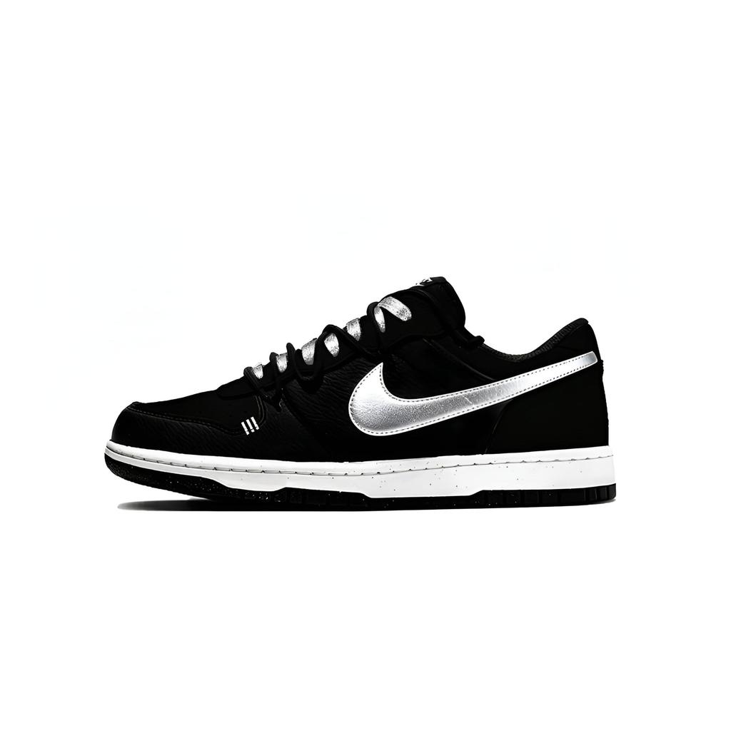 Nike Big 'Silver Toe' Abrasion Resistant Low Top Skateboard Shoes Men's Black White 355152-016(Team1274-Silvertoe)
