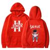 Interesting boy swinging logo printed hoodie