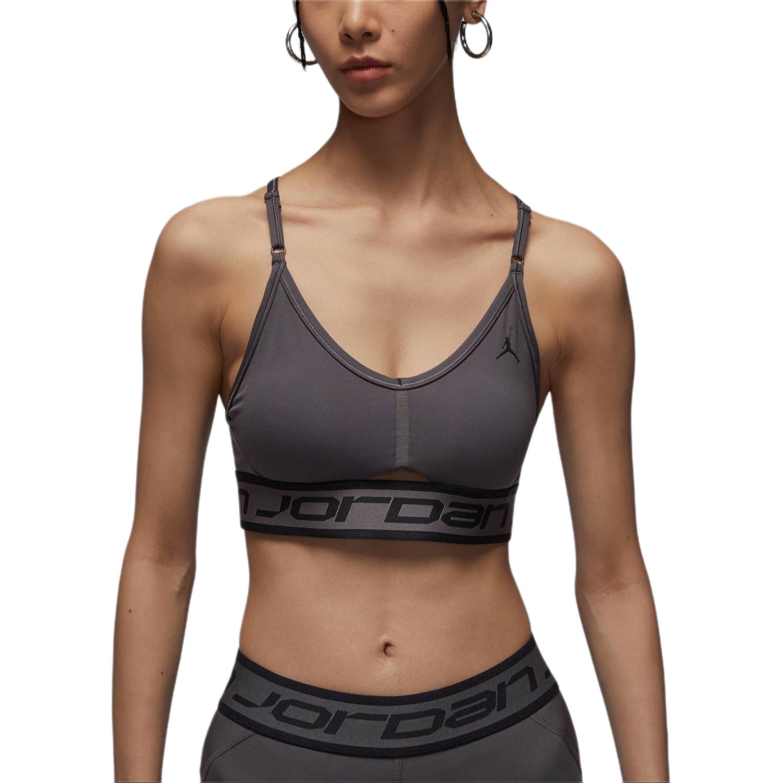 

Jordan Indy Низкая интенсивность поддержки быстросохнущий удобный спортивный бюстгальтер без рукавов женское нижнее белье серый FB4096036 L