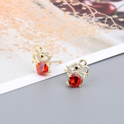 Brincos de Tachinha de Rato Femininos Cheios de Diamantes Fofos Brincos de Ano Novo de Natal Exquisitos Brincos de Rato