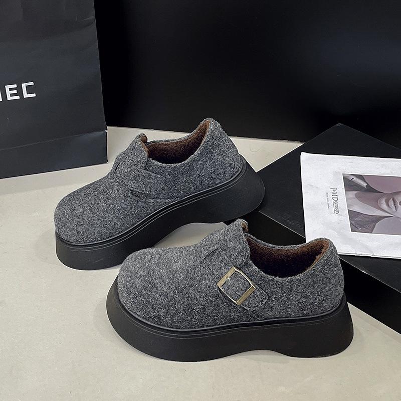 

Теплые зимние Birkenstocks на толстой подошве из бархата, новые шерстяные хлопковые ботинки, маленькие снегоступы 35 серо голубой