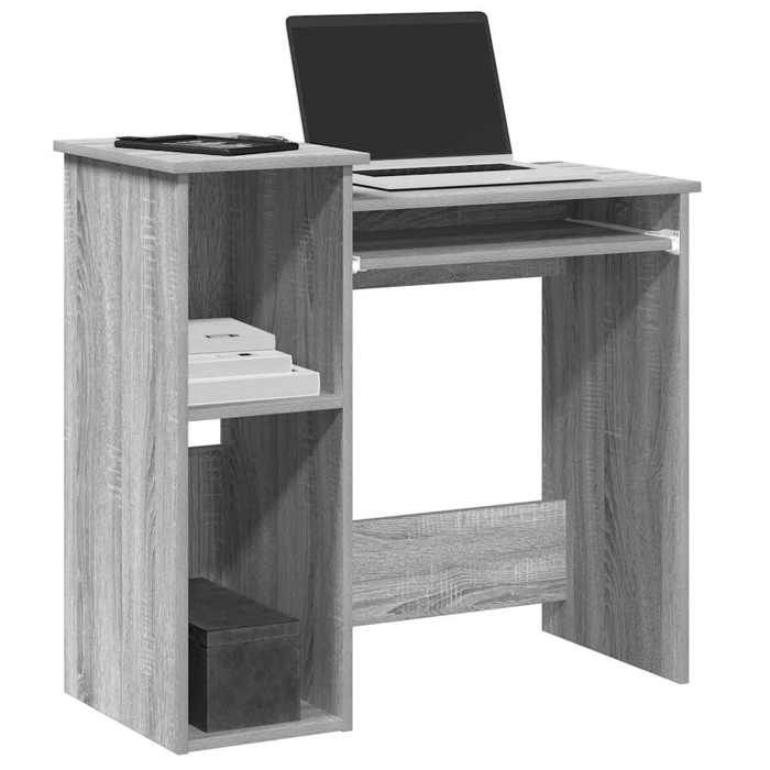 VidaXL Bureau avec étagères sonoma gris 84x40x78 cm bois d'ingénierie, bureau d'ordinateur, bureau debout, bureau avec 860450