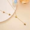Unique Trendy Double Layer 18k Gold Plated Tarnish Free Stainless Steel Multi Heart Pendant Necklace Women