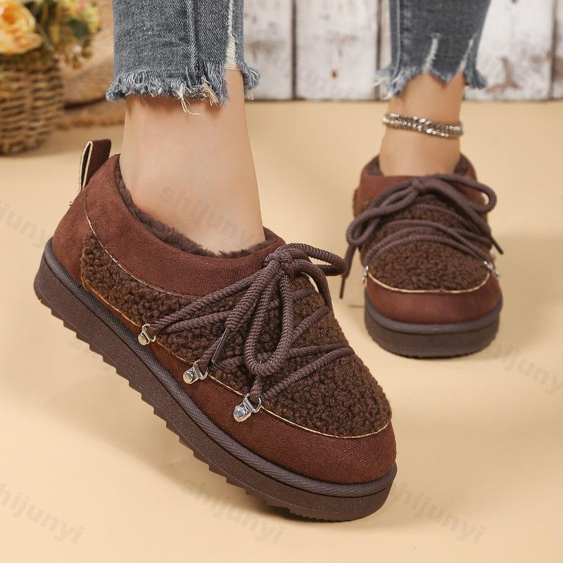 Fashion 2025 Winter Retro Low Top Thick Soled Casual Plush Snow Boots for Women's Warm Comforatble Versatile Fashion Chunky Cotton Boots
