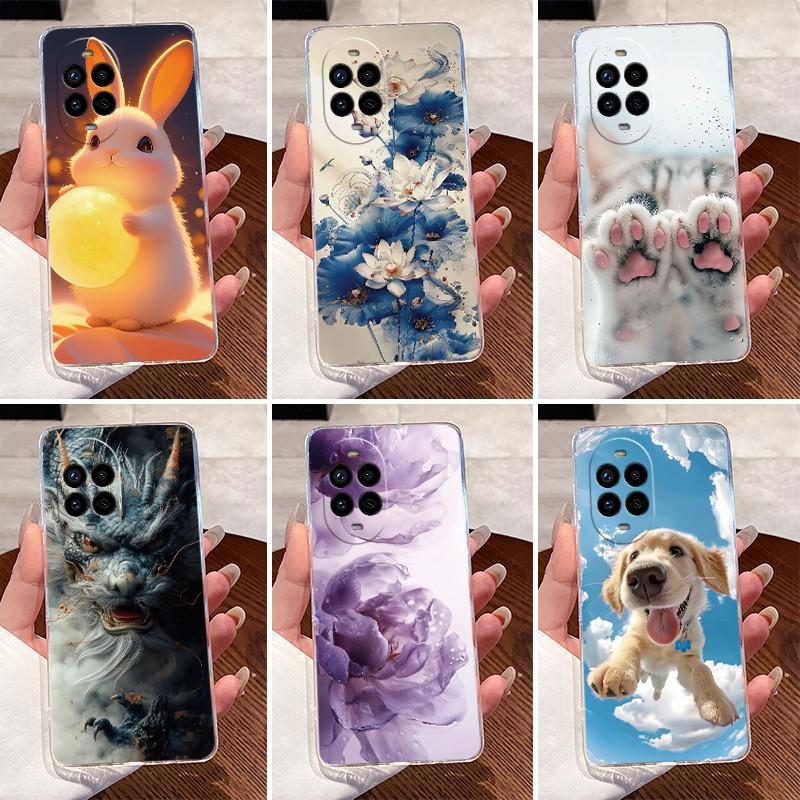 Casing For Huawei Nova 13 Pro Luxury Cute Cool Dragon Flower Pattern Soft silicone Phone Case Back Cover Transparent TPU Shell