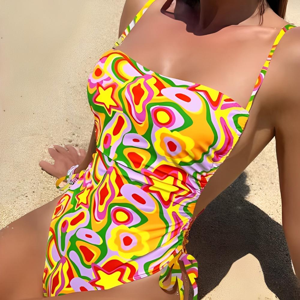 2025 Floral String One Piece Swimsuit Backless Sexy Swimwear Women Bathing Suit Female Swimming Summer Beachwear Bodysuit