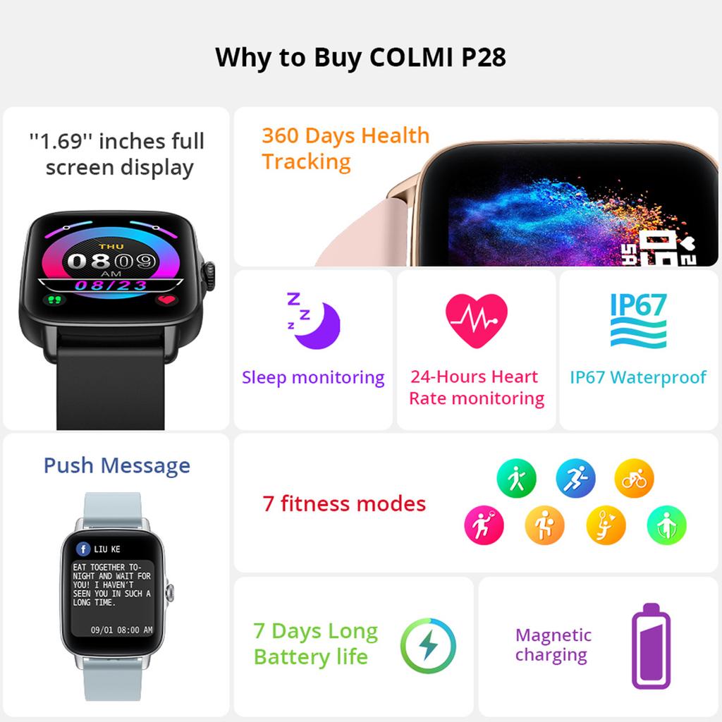 Smartwatch 1.69 Inch Screen Heart Rate IP67 Waterproof Smart Watch Men Women GTS3 GTS 3 for Android iOS Phone