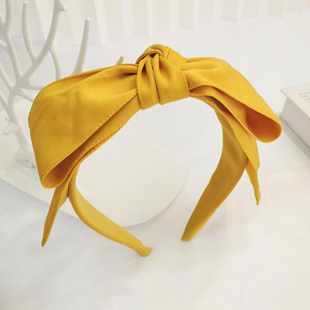 PROLY Neue Mode Damen Haaraccessoires Breite Seite Große Schleife Stirnband Einfarbig Haarband Erwachsener Haarreif Sommer