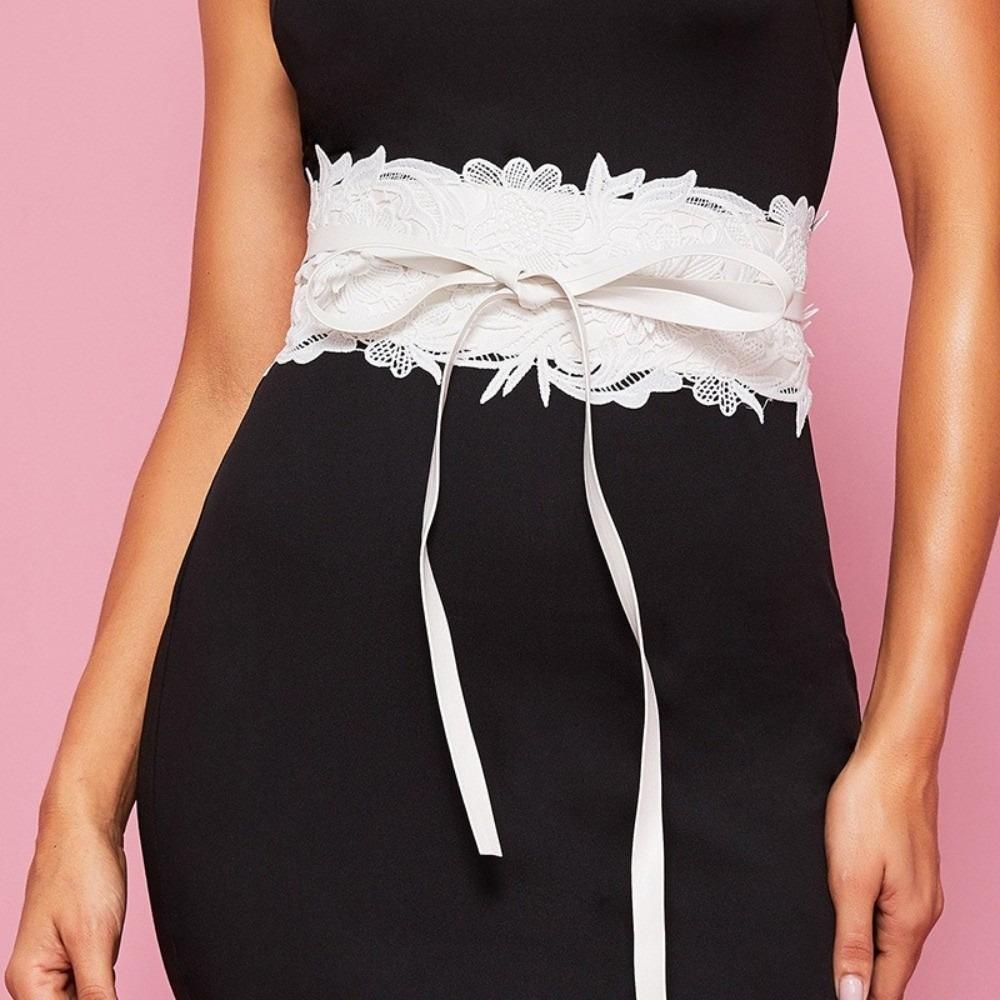 Wide Lace Belt Vintage Waist Band Boho Style Obi Belt  for Dresses