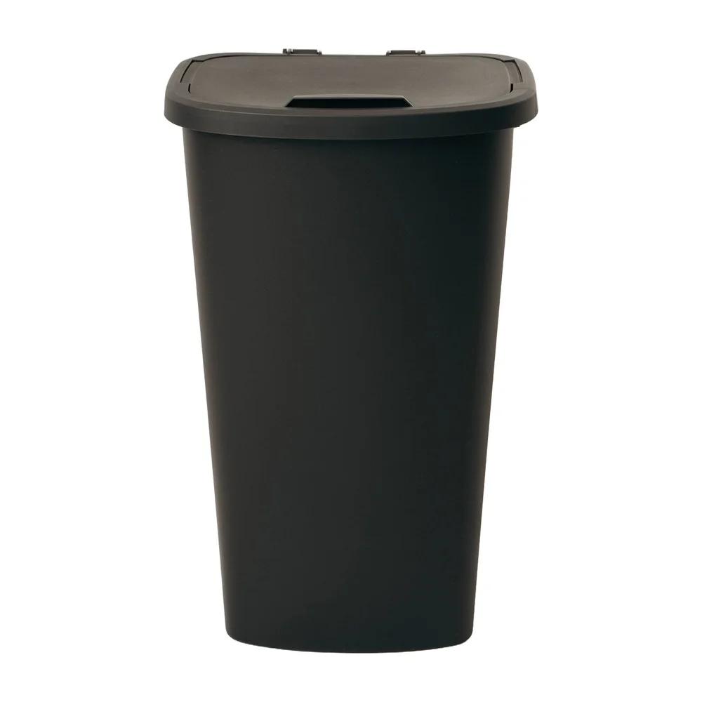 11 Gallon Rectangular Trash Can Plastic Wastebasket Flip Open Lid Durable Indoor Use Easy Clean Surface