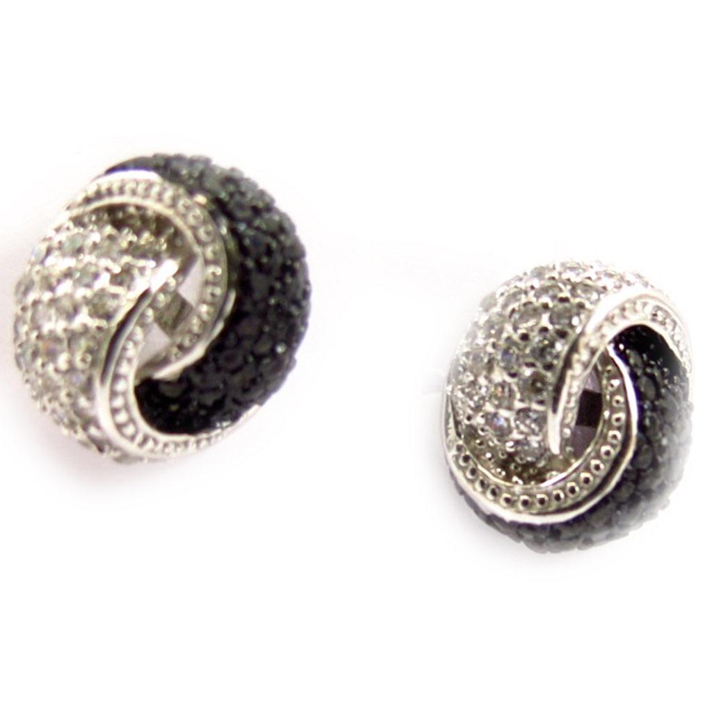 Les Trésors De Lily [K7172] - Silver Earrings 'Sissi' Black White