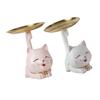 Cartoon Cat Statue with Tray Art Crafts Fine Workmanship Collecting Table Ornament for Bedroom Shelf Entrance Living Room Porch
