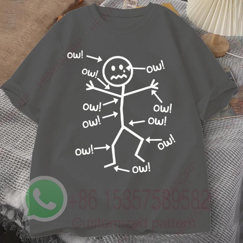 A Distressed Stick Figure Surrounded By Multiple OW Mens Tracksuit Tshirt Cotton Casual Sportswear Crew Neck Short Sleeve Tops