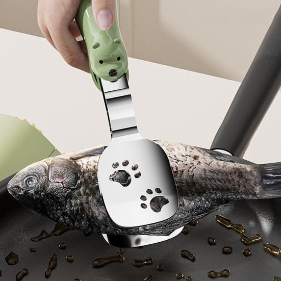 2-In-1 Stainless Steel Spatula Tongs Non-Slip Flipper And Food Turner for Pancake Fish Steak Kitchen Cooking Gadgets