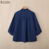 ZANZEA Women Casual Round Neck Solid Color Loose 3/4 Sleeve Blouse