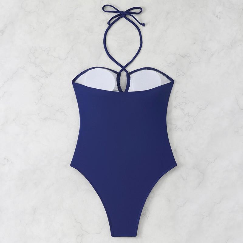 Traje de baño sexy de una pieza ajustado con cuello hueco