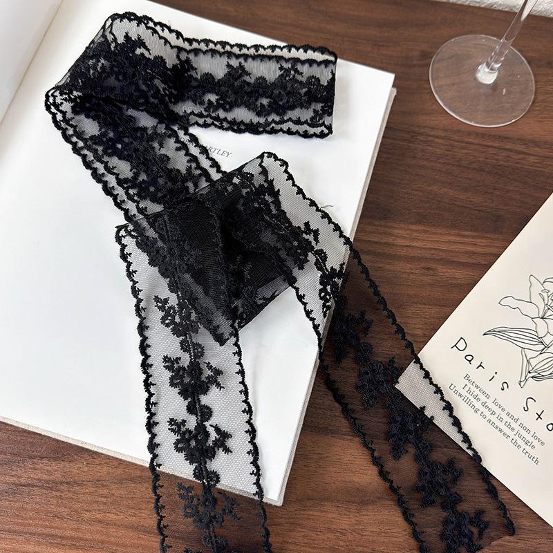 French Lace Scarf Summer Hollow Embroidery Long Ribbon And Belt Tie Hair Band Bags Handle Decor Long Scarfs