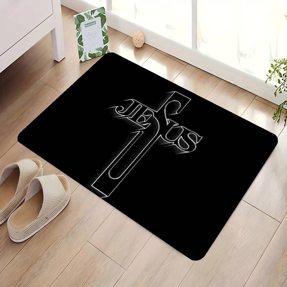 1 Piece Christian Jesus Bathroom Mat Kids Room Bedroom Decoration Balcony Anti-Slip Doormat Living Room Welcome Rug