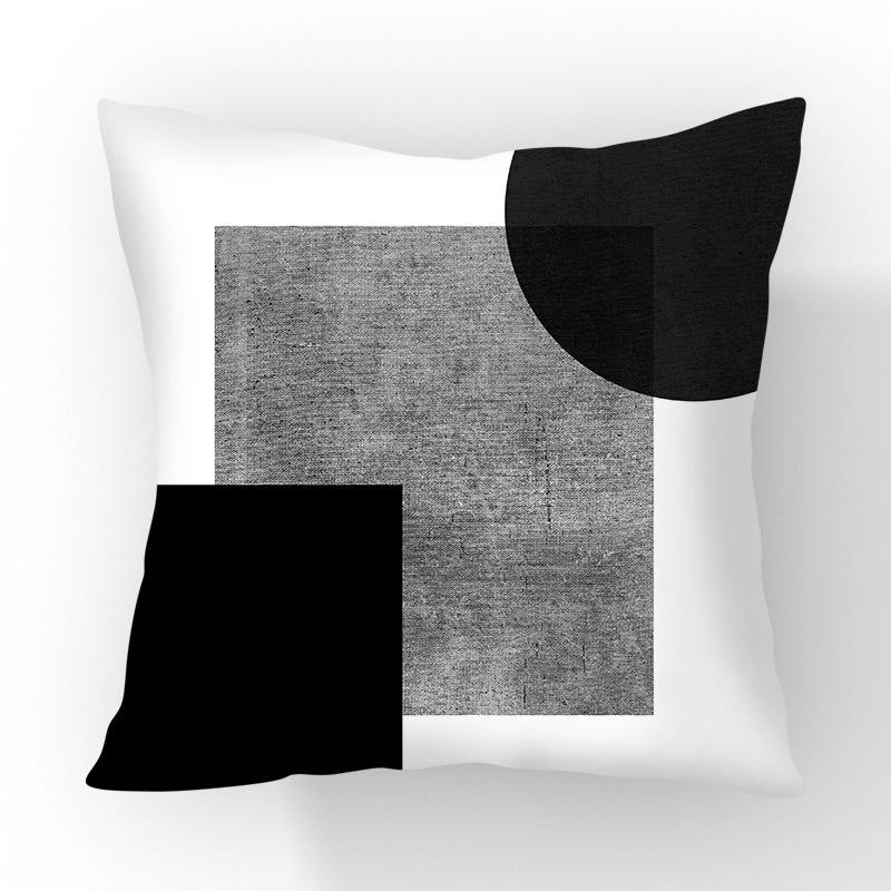 New Contrasting Color Pillow Geometric Pattern Stitching Black Pillow Case Living Room Sofa Cushion Car Pillow Case