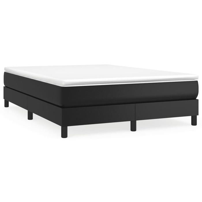 3144261 vidaXL Lit à sommier tapissier avec matelas Noir 140x200 cm Similicuir