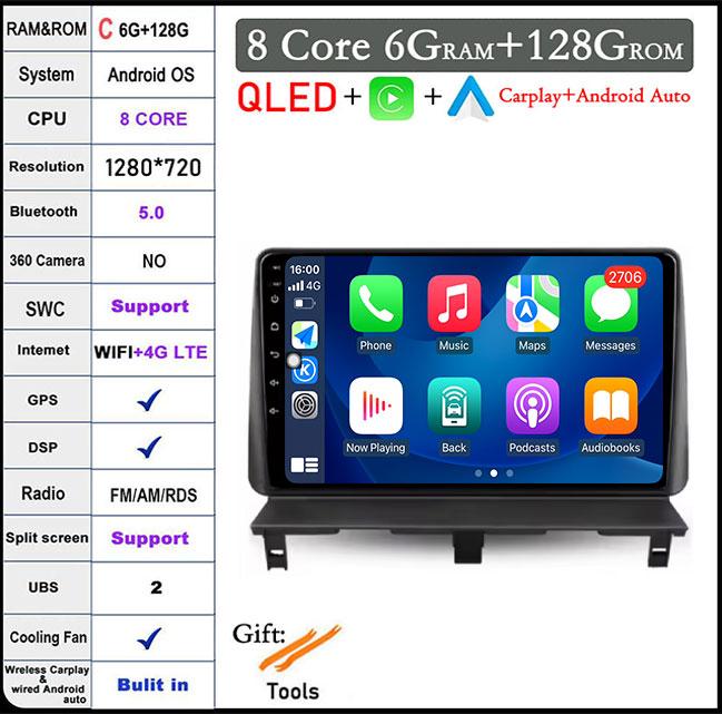 Car Radio For Peugeot Partner 1 2002-2008 PartnerOrigin 1 2008-2011 GPs Stereo Android AutoMultimedia Player Wifi BT