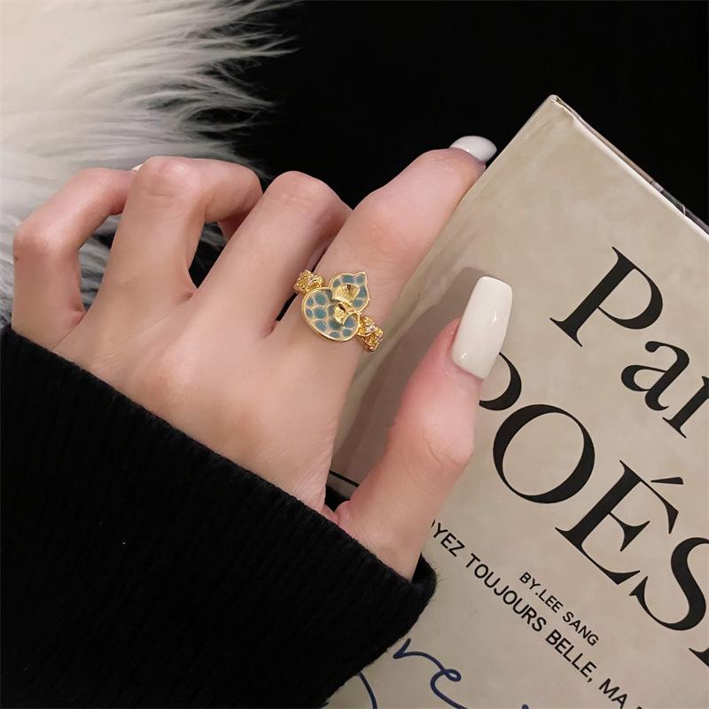 Leichter Luxus Premium Lila Tropfglasur Kürbis Offener Ring Mode Zeigefingerring Persönlichkeitsring Damen