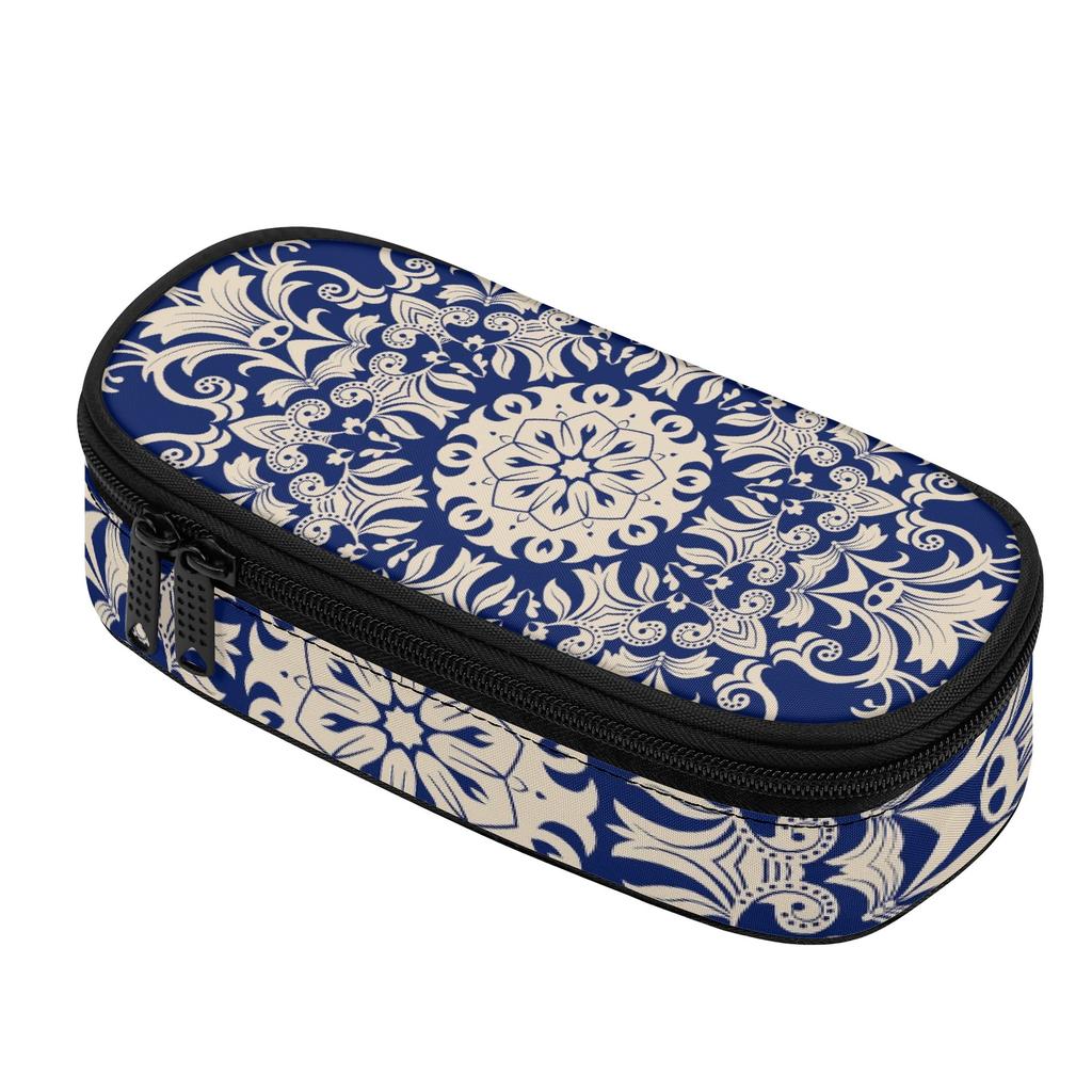 Pencil Case 300D Polyester Large Capacity Smooth Zipper with Main Pocket Mesh Layer and Removable Pen Divider for Students
