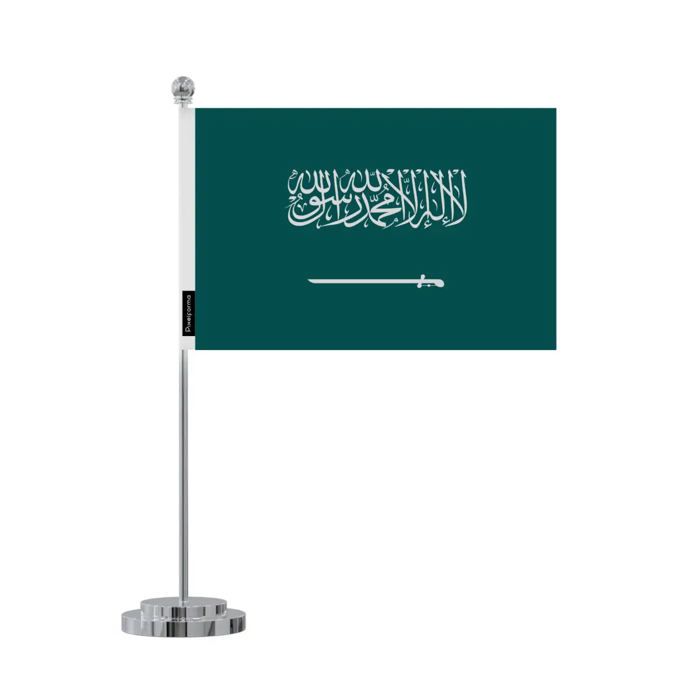 Drapeau de bureau - Arabie Saoudite - 14 x 21 cm - Polyester - Impression recto/verso - Acier inoxydable