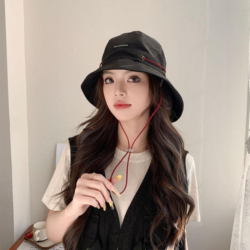 Bucket Hat Neck Protection Men and Women Summer Outdoor Camping Drawstring Basin Hat Big Brim Sunshade Sun Protection Casual Hat