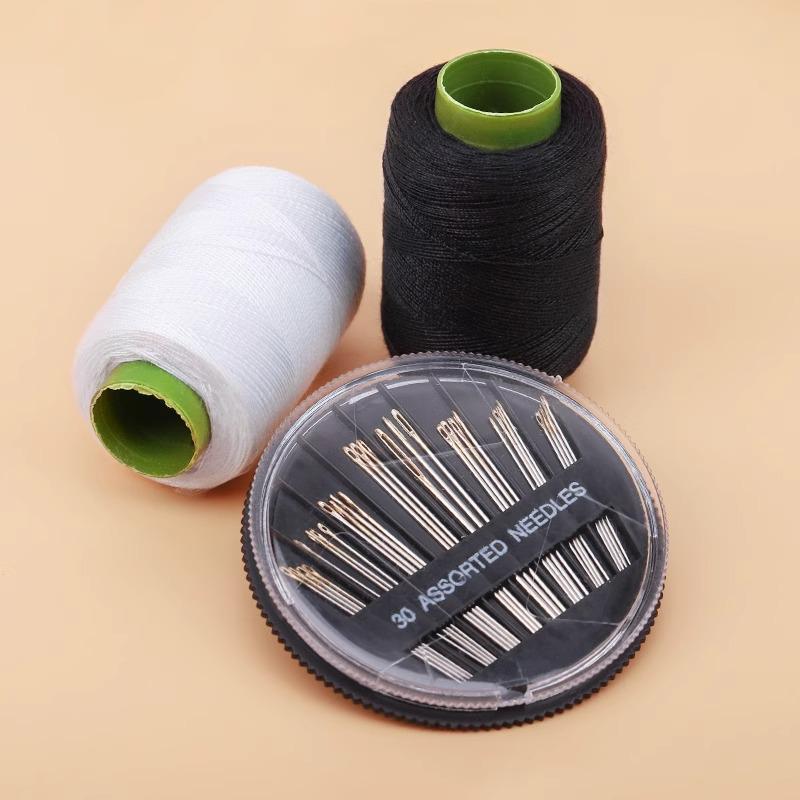 Black & White DIY Sewing Thread and Needle Set for Mending and Handcrafts