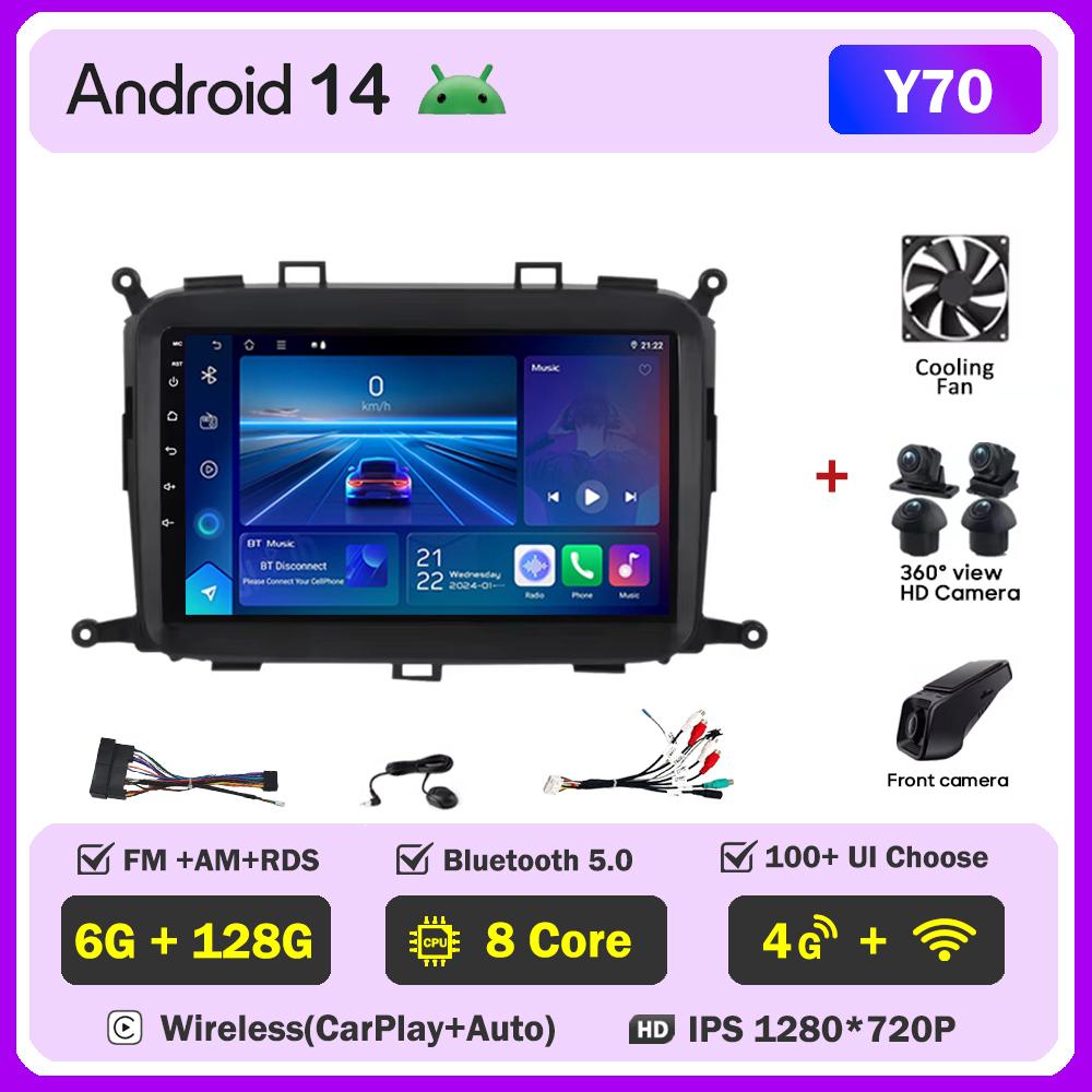 Android 14 For Kia Carens RP 3l 2013-2019 Car Multimedia Video Player Stereo Head Unit Intelligent Car Systems GPS Navigation