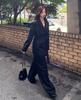 LADY VOLUME (All Season) Long Wide Slacks (Black)