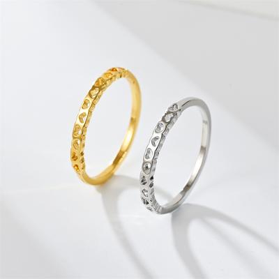 2MM Hollow Heart-shaped Rings For Women Stainless Steel Hollow Heart Finger Ring Girl Love Wedding Fashion Charm Jewelry Gift